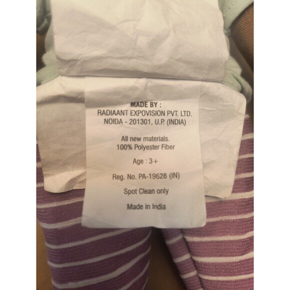 Target Pillowfort Soft Plush Doll 20" Black Fabric Mint Shirt Striped Shorts - Picture 6 of 8